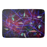 Art Deco pattern - burgundy abstract leaves Bathroom Mat