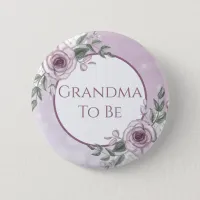 Mauve Roses, Grandma to be, Baby Shower   Button