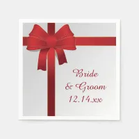 Red Bows Winter Wedding Napkins