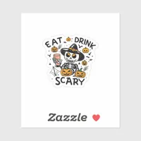 Eat Drink And Be Scary Halloween Pumpkin Miniature Sticker