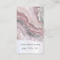 *~* QR Pink Silver Luxe Agate Glitter AP66 Business Card