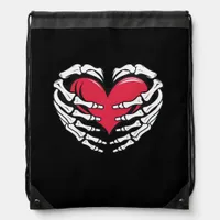 Ed Heart In Skeletal Hands Classic Style Drawstring Bag