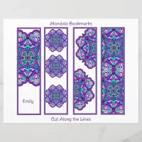 Purple Mandala Hand drawn Bookmarks