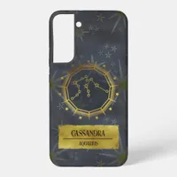 Aquarius Dark Zodiac Astrology: Black & Gold Samsung Galaxy S22+ Case