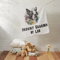 Adorable Boston Terrrier and Flowers Baby Blanket