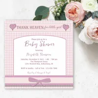 Cute Pink Gingham Girl Baby Shower Invitation