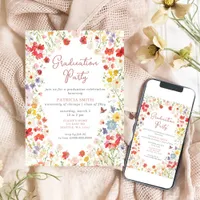 Elegant Wildflowers Photo Graduation Party Invitation