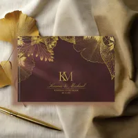 Moonlight Romance Wedding Burgundy ID881 Guest Book