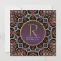 Vintage Bohemian Dinner Party Monogram Invitation