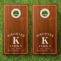 Family Name Brown Wood Year Established Monogram Cornhole Set