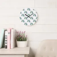 Watercolor Rainbow Pattern Large Clock