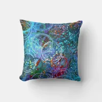 Abstract Art Circles Paint Brushstroke Flicks Throw Pillow