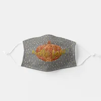 Hello Fall Glitter Pumpkin + Metallic Gold & Grey Adult Cloth Face Mask