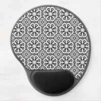 Black and White Abstract Flower Design Gel Mouse Pad