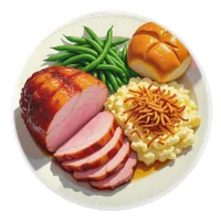 Ham, Beans and Potatoes Dinner Ceramic Knob