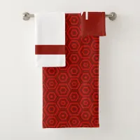 Bold Red and White with Optional Monogram Bath Towel Set