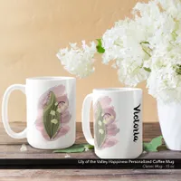 Lily of the Valley Happiness Personalized Coffee Mug