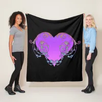 Elegant, Romantic Purple Heart with Flourish  Fleece Blanket