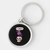 F-Caw-F Crow Skull Halloween Humor Graphic Design Keychain