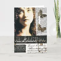 Mixed Media Collage With Pretty Lady Thank You Card