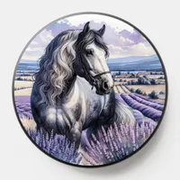 Pretty Gray Horse Standing in Lavender PopSocket