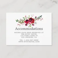 Fall Wedding Floral Watercolor Accommodations Enclosure Card