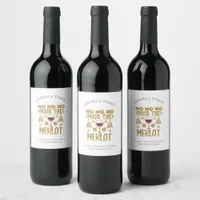 Ho Ho Ho Pour The Merlot Fun Christmas Quote Wine Label