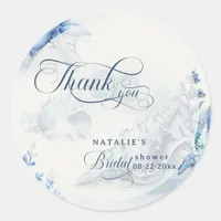Coastal Ocean Seashell Bridal Shower Thank you Classic Round Sticker