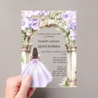 Lavender florals arch dress clear Quinceanera Acrylic Invitations