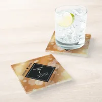Elegant 7th Copper Wedding Anniversary Celebration Glass Coaster