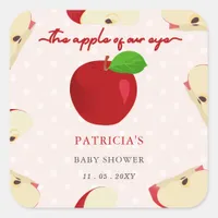 Apple of Our Eye Fall Girl Baby Shower Square Sticker