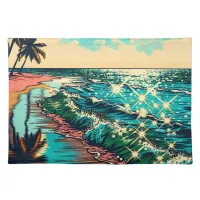 Beautiful Comic Pop Art Style Beach Scene Cloth Placemat