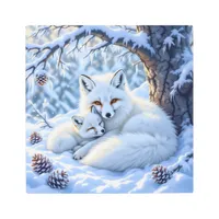 Sweet White Foxes in the Snow Metal Print