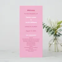 Pink Magenta Modern Wedding Program