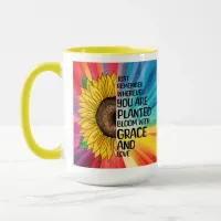 Inspirational Quote and Hand Drawn Sunflower Mug