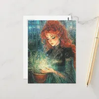 Healing Green Witch With Herbs Postcard