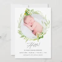 Country Greenery Birth Announcement Photo Card