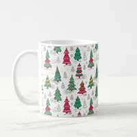 Quirky Whimsical Decorated Christmas Trees Doodles Coffee Mug