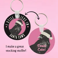 Pink and Black Gothic Crow Stocking Stuffer Keychain