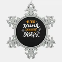 Eat Drink And Be Scary Halloween Creative Casual Snowflake Pewter Christmas Ornament