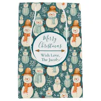 Merry Christmas  | Watercolor Snowmen Christmas Medium Gift Bag