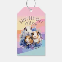 Cute Watercolor Guinea Pigs Personalized Birthday Gift Tags
