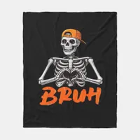 Bruh Skeleton Hand Heart Halloween Costumes Men Cl Fleece Blanket
