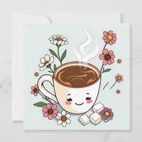 Cute Coffee and Flowers Whimsical