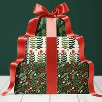 Holiday Botanical and Christmas Tree Wrapping Paper Sheets