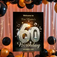 Elegant Disco Black Gold Mosaic 60th Birthday Foam Board