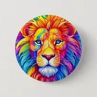 Rainbow Lion Head Colorful Button