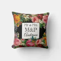 Personalized Floral Roses & Bird Wedding Pillow