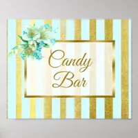 Candy Bar Wedding Sign Blue & Gold Poster