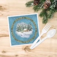 Cozy Christmas Woodland Scene Napkins